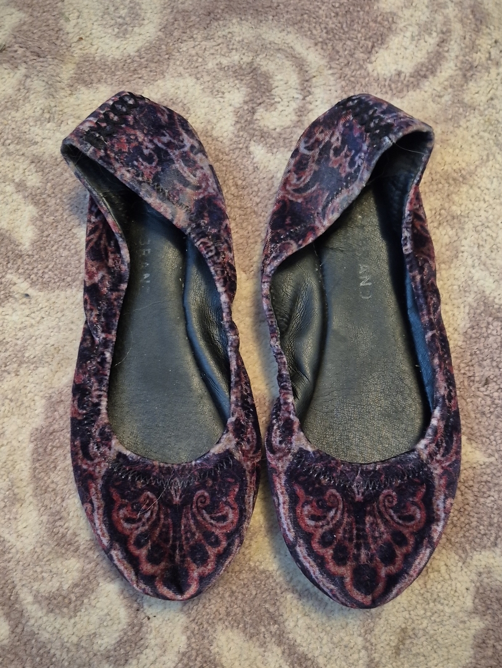 Lucky Brand Velvet Patterned Ballet Flats in Deep Plum